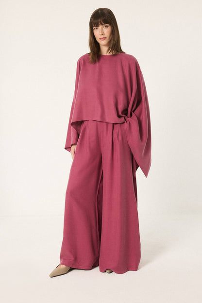Ensemble Modest Fashion Modal Femme – Blouse Kimono Manches Larges et Pantalon Large Flui