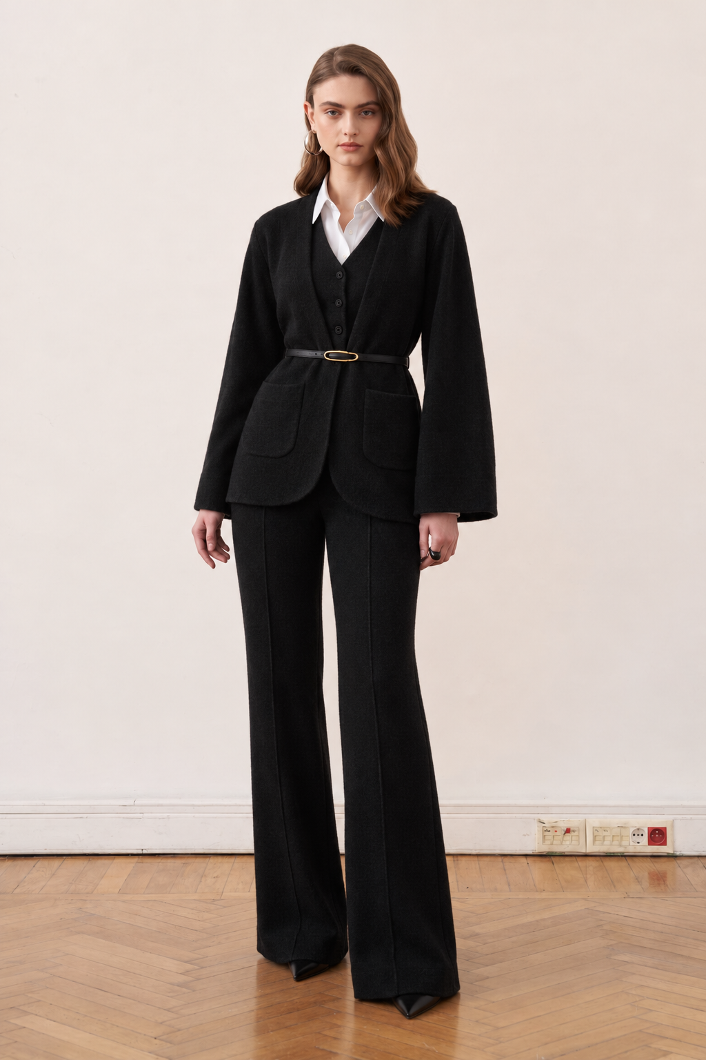Ensemble trois pièces en maille noire, silhouette minimaliste - ZAYÉRA Paris