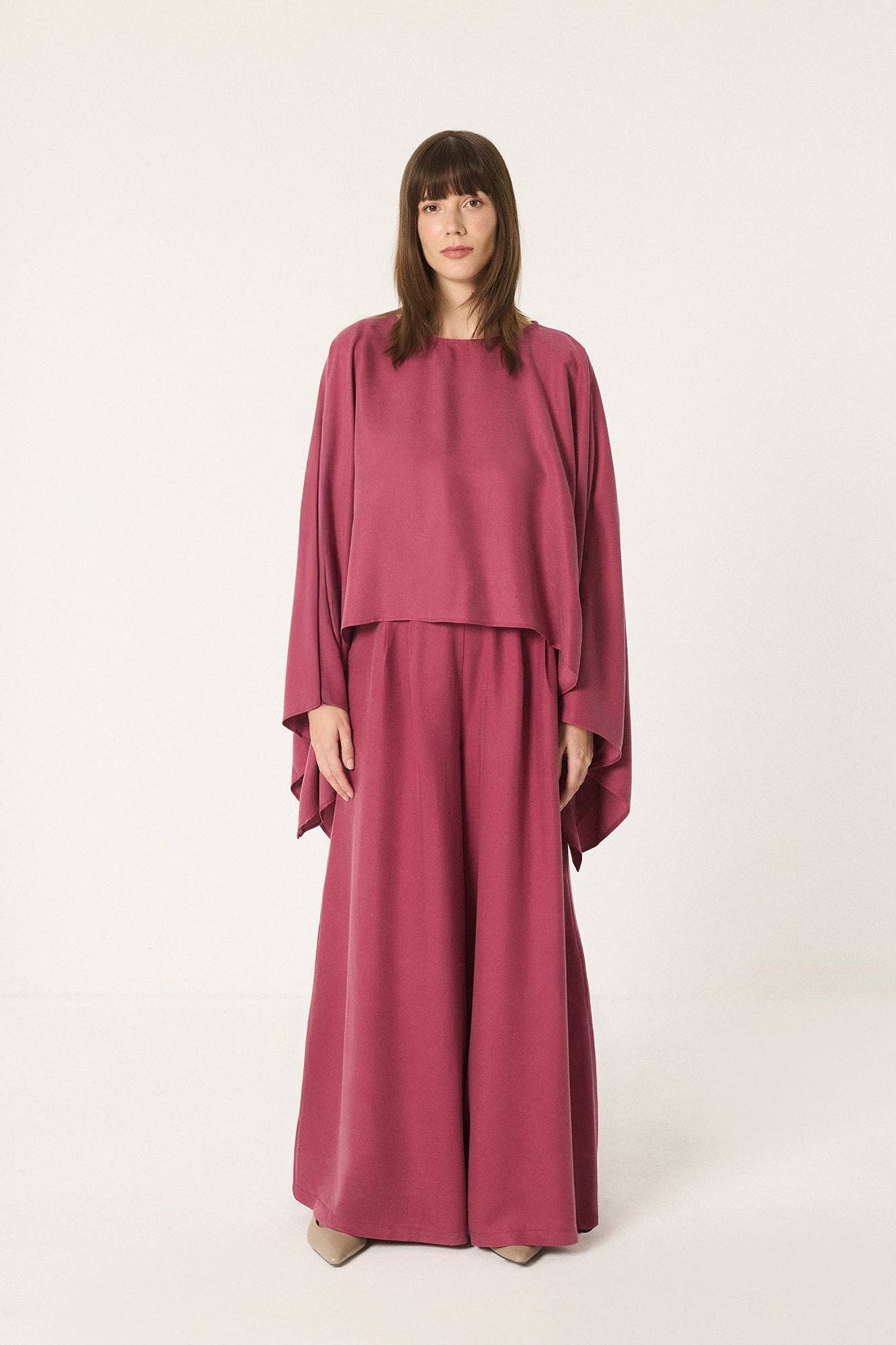 Ensemble Modest Fashion Modal Femme – Blouse Kimono Manches Larges et Pantalon Large Flui