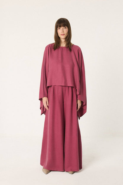 Ensemble Modest Fashion Modal Femme – Blouse Kimono Manches Larges et Pantalon Large Flui