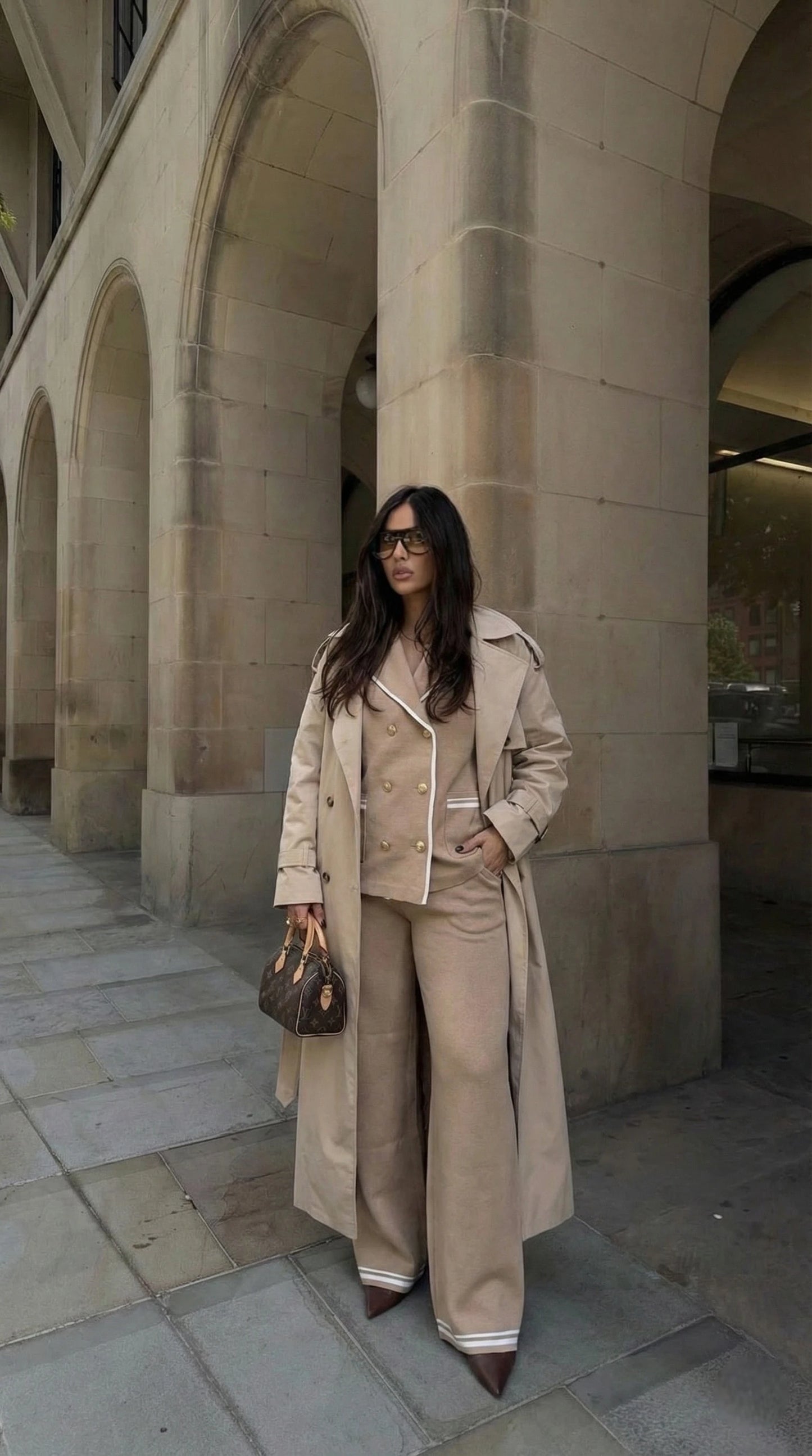 Ensemble Beige Femme 2 Pièces | Veste Style Tailleur & Pantalon Large