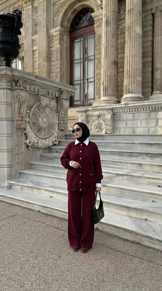 Ensemble Femme Modeste 2 Pièces | Tunique Boutonnée & Pantalon Large