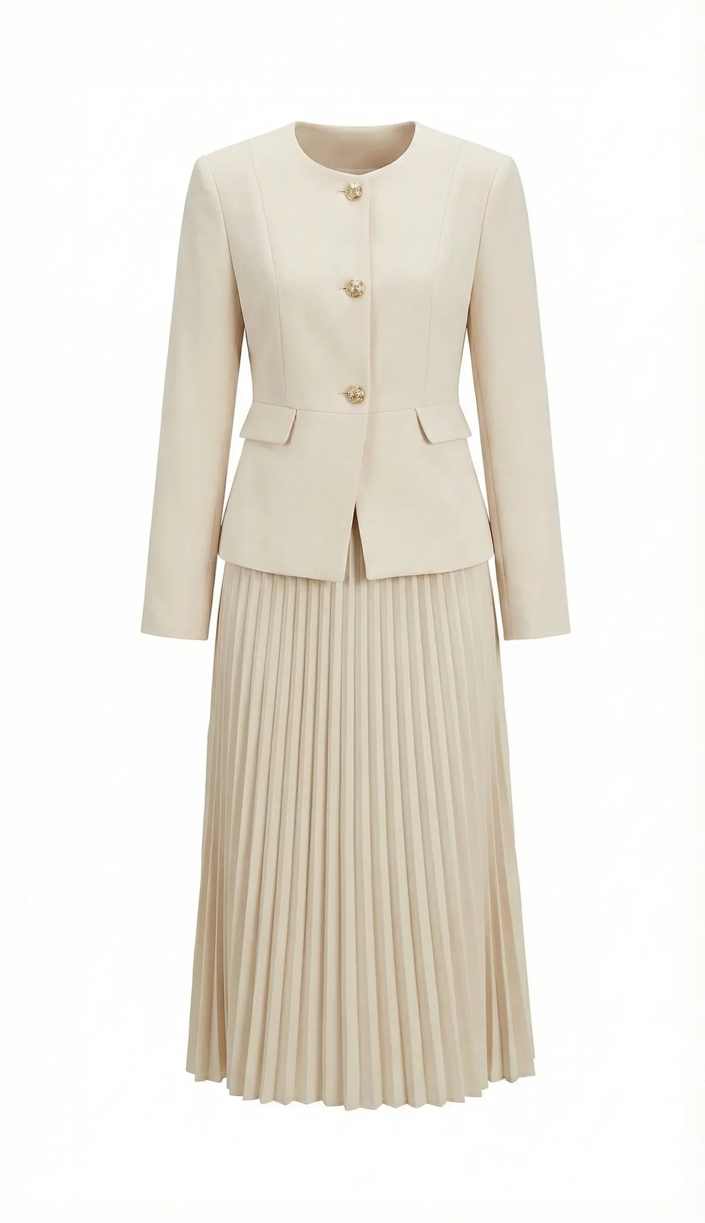 Ensemble Blazer & Jupe Plissée Longue Femme | Style Old Money